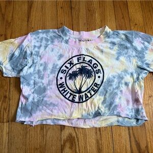 Six Flags White Water Pastel Tie-Dye Crop Top - Multi Color